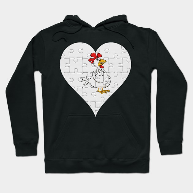 Jigsaw  Chicken Heart Design - Farm Animals Chicken Hoodie by giftideas